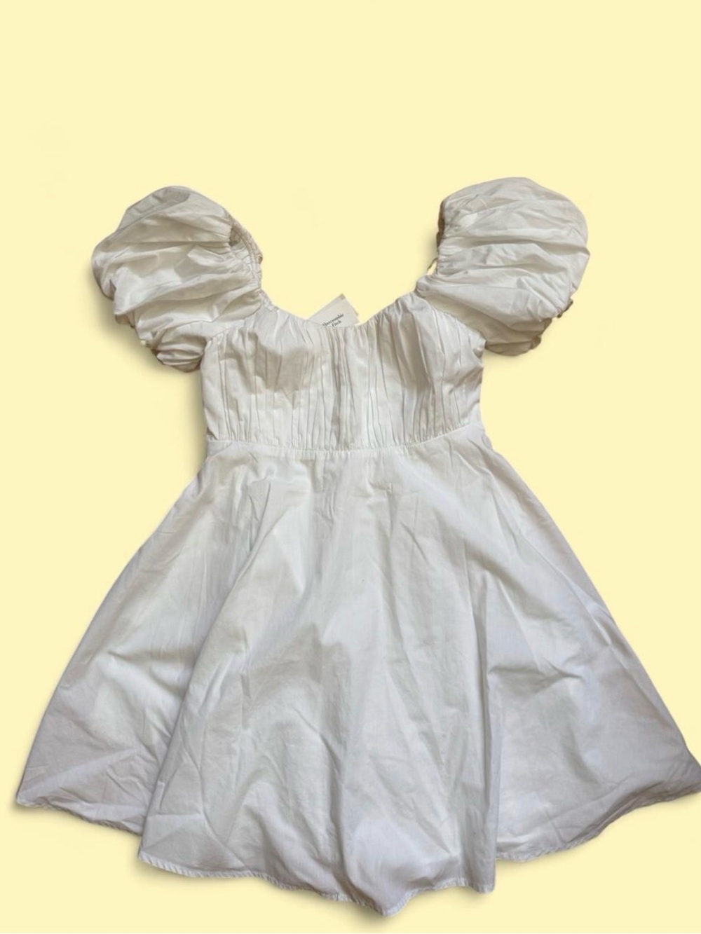 Abercrombie & Fitch White Puff-Sleeve Mini Dress
